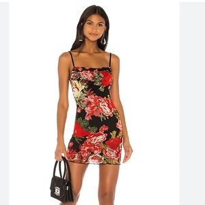 SUPERDOWN Marnie Mini Dress in Black Floral SIZE M